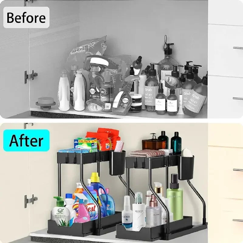 New Kitchen and Bathroom Sink Pull-Out Storage Rack